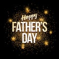 Happy Father`s Day golden glitter background banner.