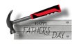 Happy Father`s Day. Gray wooden signboard hammered. Vector