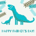 Happy father's day greeting card with dinosaurs.