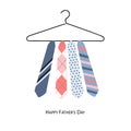Happy Father's Day greeting card with hanging tie and shirt vector background