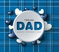 Happy Father`s Day greeting card with hearts. Vector illustration.