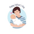 Happy Father`s Day greeting card. Father holding his newborn baby boy on hands Royalty Free Stock Photo