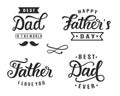 Happy Father`s day greeting hand lettering badges