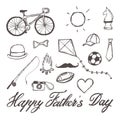 Happy Father`s Day hand-drawn illustration with text Royalty Free Stock Photo