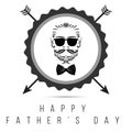 Happy Father`s Day hipster logo in isolated. illustration. EPS 10. Logo design Royalty Free Stock Photo