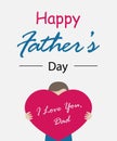 Happy father`s day. Lettering. Child with heart