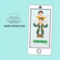 Happy father's day with linear style symbol