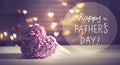 Happy Father`s Day message with a pink heart Royalty Free Stock Photo