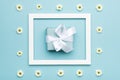 Happy Father`s day Pastel Blue Candy Colours Background. Flat lay minimalism greeting card. Royalty Free Stock Photo