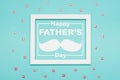Happy Father`s day Pastel Candy Colours Background. Flat lay minimalism Father day greeting card. Royalty Free Stock Photo