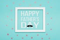 Happy Father`s day Pastel Candy Colours Background. Flat lay minimalism Father day greeting card.