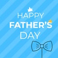 Happy Father\'s day poster on blue background. In minimalistic style with outline thematic icon