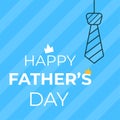 Happy Father\'s day poster on blue background. In minimalistic style with outline thematic icon