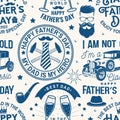 Happy Father's Day seamless pattern. Vector illustration. For Father's Day background with retro pickup truck