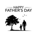 Happy Father\'s Day Silhouette of Father Walking with Child Under Tree Royalty Free Stock Photo