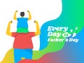 Happy father`s day, son sitting on father`s shoulders