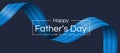 Happy father`s day text and Blue Alternating Stripe ribbon roll wave on dark background vector design Royalty Free Stock Photo