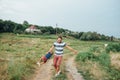 Happy father and son playing together Royalty Free Stock Photo