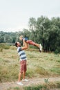 Happy father and son playing together Royalty Free Stock Photo