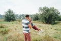 Happy father and son playing together Royalty Free Stock Photo