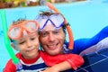 Happy father and son snorkeling making selife Royalty Free Stock Photo