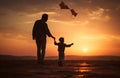 happy father and son walk in nature Royalty Free Stock Photo