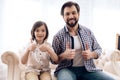 Happy father and teenager son showing thumbs up. Royalty Free Stock Photo