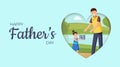 Happy fatherhood flat banner vector template. Father day celebration, festive greeting card, postcard cartoon concept Royalty Free Stock Photo