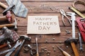 Happy Fathers Day background, card with repair tools Royalty Free Stock Photo