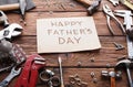 Happy Fathers Day background, card with repair tools Royalty Free Stock Photo