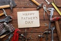 Happy Fathers Day background, card with repair tools Royalty Free Stock Photo