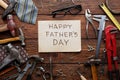 Happy Fathers Day background, card with repair tools Royalty Free Stock Photo