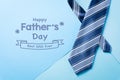 Happy Fathers Day background concept with blue necktie and the text