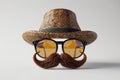 Happy fathers day background with Dad from hat,glasses and mustache