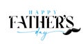 Happy Fathers day black and blue calligraphy with mustache