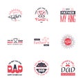 Happy Fathers Day 9 Black and Pink Vector Element Set - Ribbons and Labels Royalty Free Stock Photo