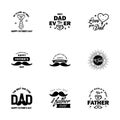 Happy fathers day 9 Black typography set. Vector emblems. Lettering for greeting cards. banners. t-shirt design. You are the best Royalty Free Stock Photo