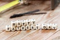 Happy Fathers Day blocks on a rustic wood background. Royalty Free Stock Photo