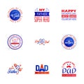 Happy fathers day. 9 Blue and red Typography Fathers day background design .Fathers day greeting card Royalty Free Stock Photo