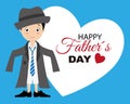 Happy fathers day. Boy disguised as father