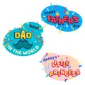 Happy fathers day bright cartoon isolated stickers set