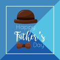 Happy fathers day brown hat and mustache card