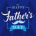 Happy Fathers Day calligraphy blue banner