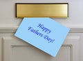 Father`s day card - blue lettering Happy, pale blue envelope