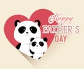 Happy fathers day card with panda bears