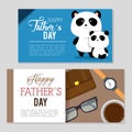 Happy fathers day card with panda bears