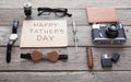 Happy Fathers Day card on rustic wood background Royalty Free Stock Photo