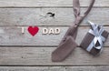 Happy Fathers Day card on rustic wood background Royalty Free Stock Photo