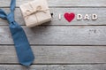 Happy Fathers Day card on rustic wood background Royalty Free Stock Photo