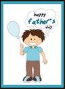 Happy fathers day card with smiling boy and balloon